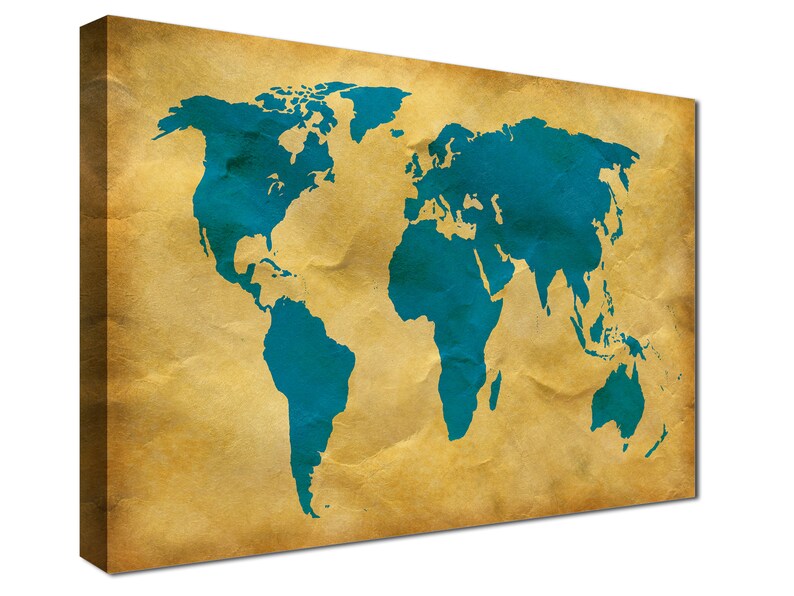 World Map Canvas Print World Map Canvas World Map Large Etsy