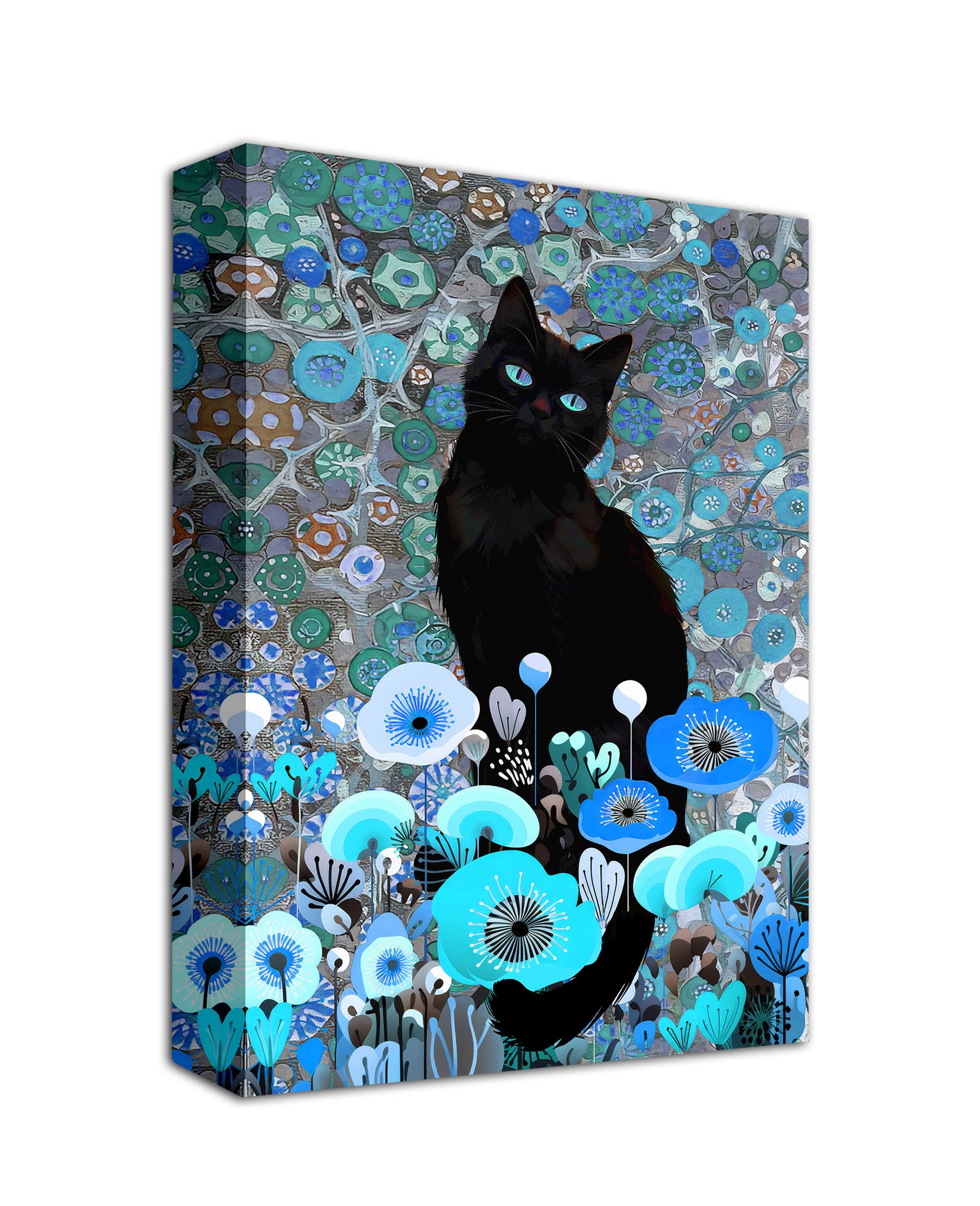 Gustav Klimt Style Black Cat Garden Canvas Print, Ready to Hang - Etsy