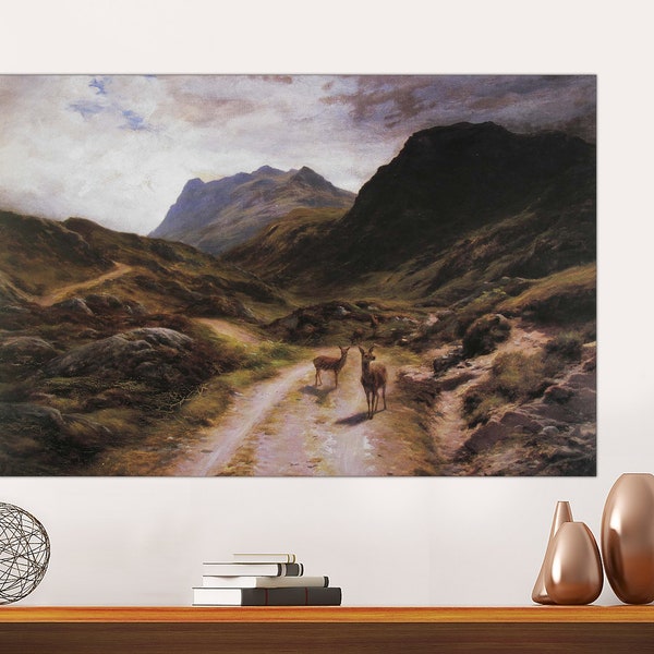 Road to Loch Maree by Joseph Farquharson Canvas Print, Scotland 19. Century Canvas Print, Living Room & Office Decor, Canvas Ready to Hang.