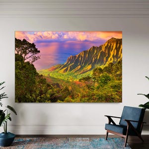 Kauai Hawaii Canvas Art, Mountains and Trees Wall Art Print, Mountains Canvas Print, Forest wall art, Hawaii Wall Art Canvas Ready to Hang.
