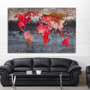 World Map Canvas Print, World Map Canvas, World Map Large Canvas, Abstract World map, Home decor, interior design, gift idea, Wall art,decor
