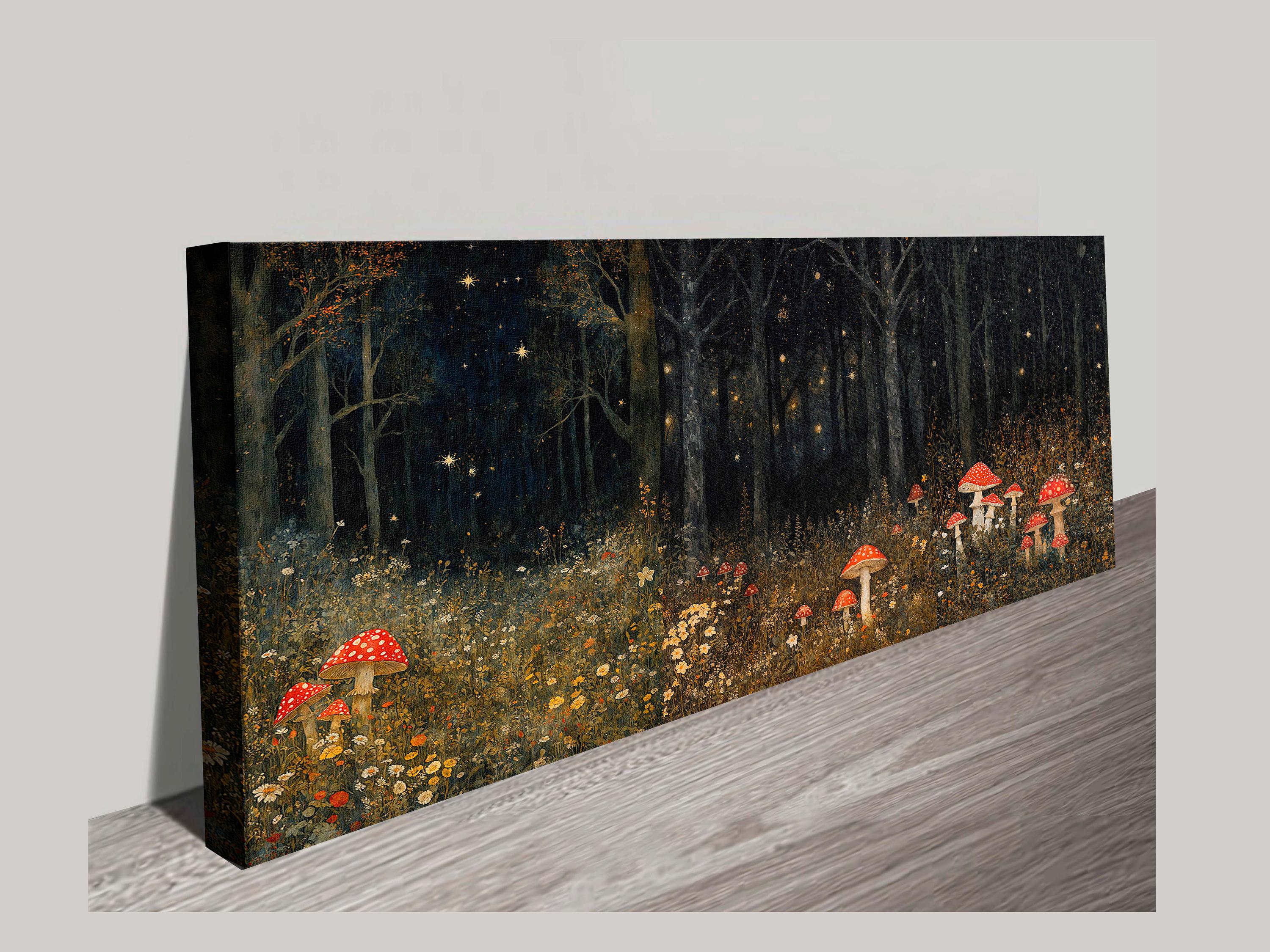 Mushroom Forest Canvas Print, Mystical Woodland Scene, Nature Wall Art ...