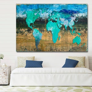 World Map Canvas Print, World Map Canvas, World Map Large Canvas, Abstract World map, Home decor, interior design, gift idea, Wall art,decor