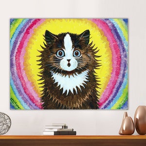Cat in a Rainbow by Louis Wain, Vintage Cat Art, Louis Wain Cats, Cat Nursery Wall art, Cute Cat Art, Cat Lover Gift, CANVAS Ready to hang.