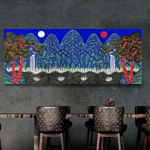 Sun and Moon Asian Art Canvas – Five Peaks Korean Style Print