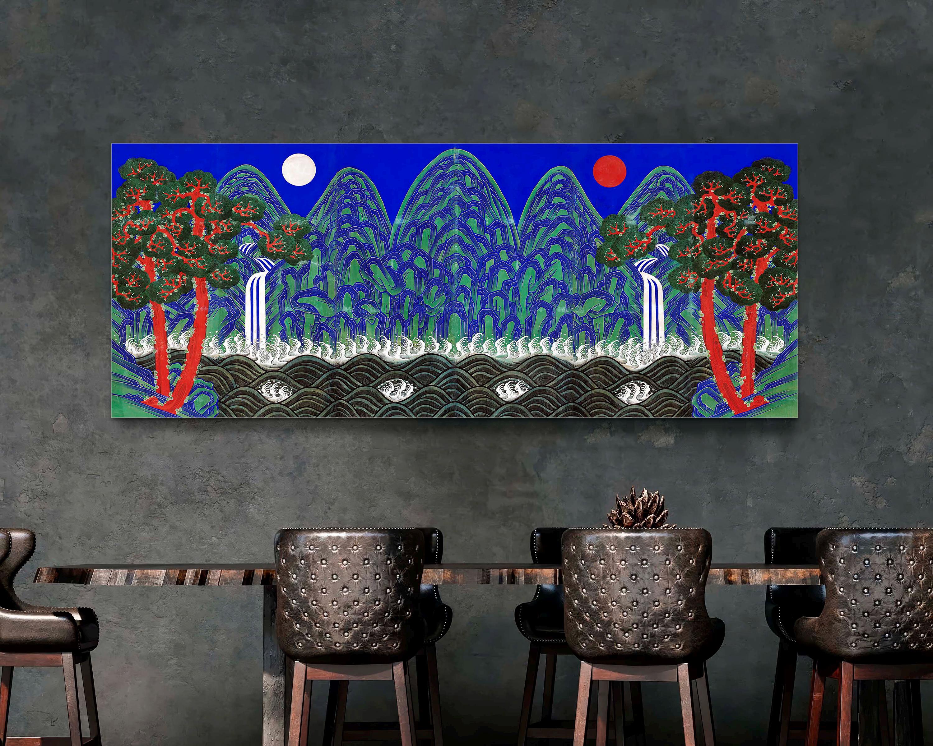 Sun and Moon Wall Art - Asian Art Wall Decor, Five Peaks Japanese