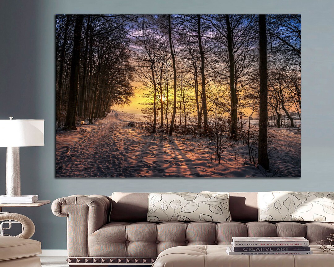 Winter Snow Sunset Forest Canvas Print, Wall Decor - Etsy