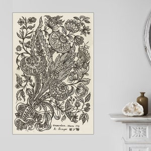 Ready to Hang - Alexander Senegat textile Vintage Canvas Print, Botanical Art Prints, Art Prints, Vintage Art, Textile Art, Pattern Wall Art