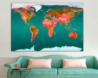 Abstract World Map Canvas Print, Large Wall Art
