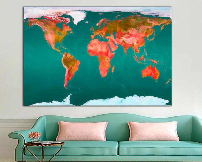 Wallart World map decor interior design World Map Canvas Home decor Wall art gift idea World Map Large Canvas World Map Canvas Print
