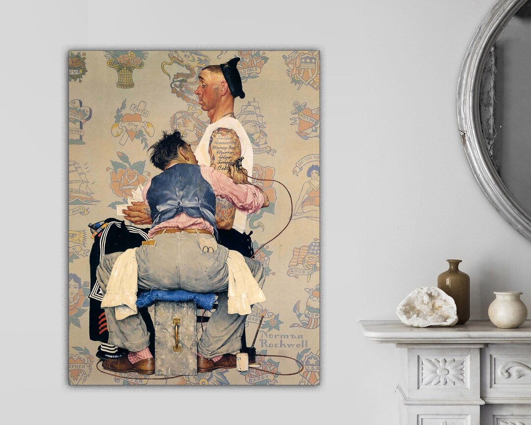 Norman Rockwell Tattoo Artist Canvas Print Tattoo Funny Art - Etsy