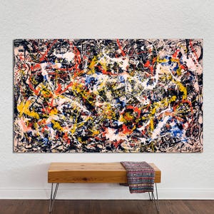 Jackson Pollock, arte abstracto de pared de Pollock, arte abstracto de pared rojo, lienzo de Pollock, póster de Pollock, arte abstracto de pared en LIENZO listo para colgar