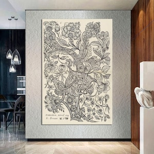 Alexander Senegat textile Vintage Canvas Print, Botanical Art Prints, Vintage Art, Wall Art, Textile Pattern Wall Art, CANVAS Ready to Hang.