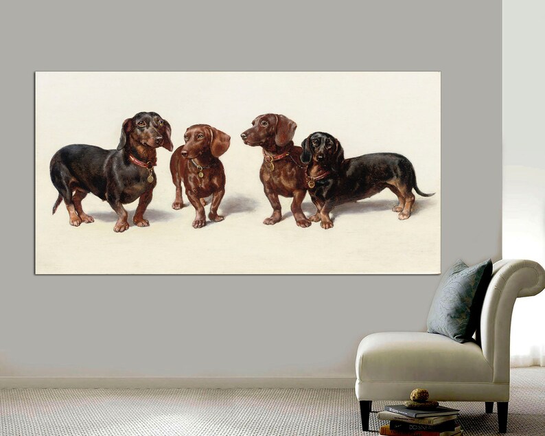 Vintage Dachshunds Canvas Print, Dog Wall Art, Ready to Hang bild 3