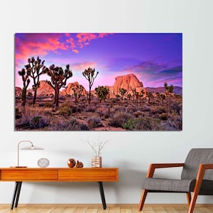 Joshua Tree Landscape, Joshua Tree National Park, CA Scenic Print Wrapped Canvas Wall Art Office Decor Home Decorations READY to HANG.