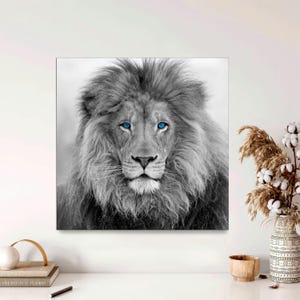 Majestic Lion Portrait Wall Art, African Wildlife Canvas Print, Safari Animal Wall Decor, Lion Portrait, Lion Wall Art Canvas Raday to Hang.