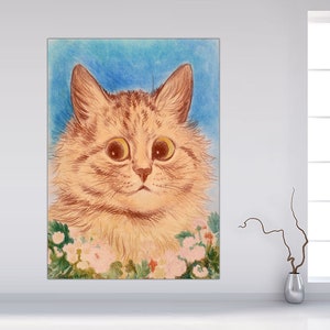 CANVAS Print Ready to Hang, Louis Wain Painting Study of A Ginger Cat,Canvas Print, lovely Kitten Art, Cat Nursery Art, Art for Kids Room