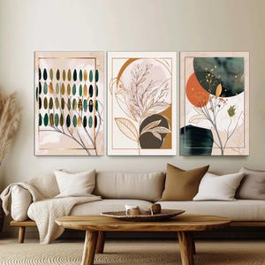 Wildflower Wall Art Set of 3 Canvas Prints Botanical Floral Minimalist Modern Farmhouse Decor Bedroom Living Room Boho Decor Ready to Hang.