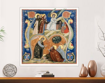 Illuminated Manuscript Reproduction Art, Canvas Print Wall Art, Family Friends Easter Gift Fine Art Print, Canvas Art Poster Ready to Hang.