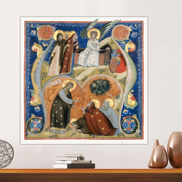 Illuminated Manuscript Reproduction Art, Canvas Print Wall Art, Family Friends Easter Gift Fine Art Print, Canvas Art Poster Ready to Hang.