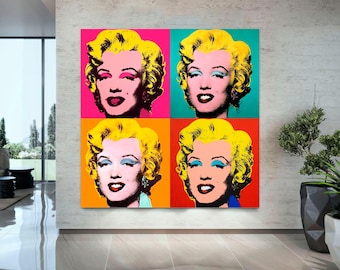 Marilyn Monroe Pop Art Canvas Print, Andy Warhol Style