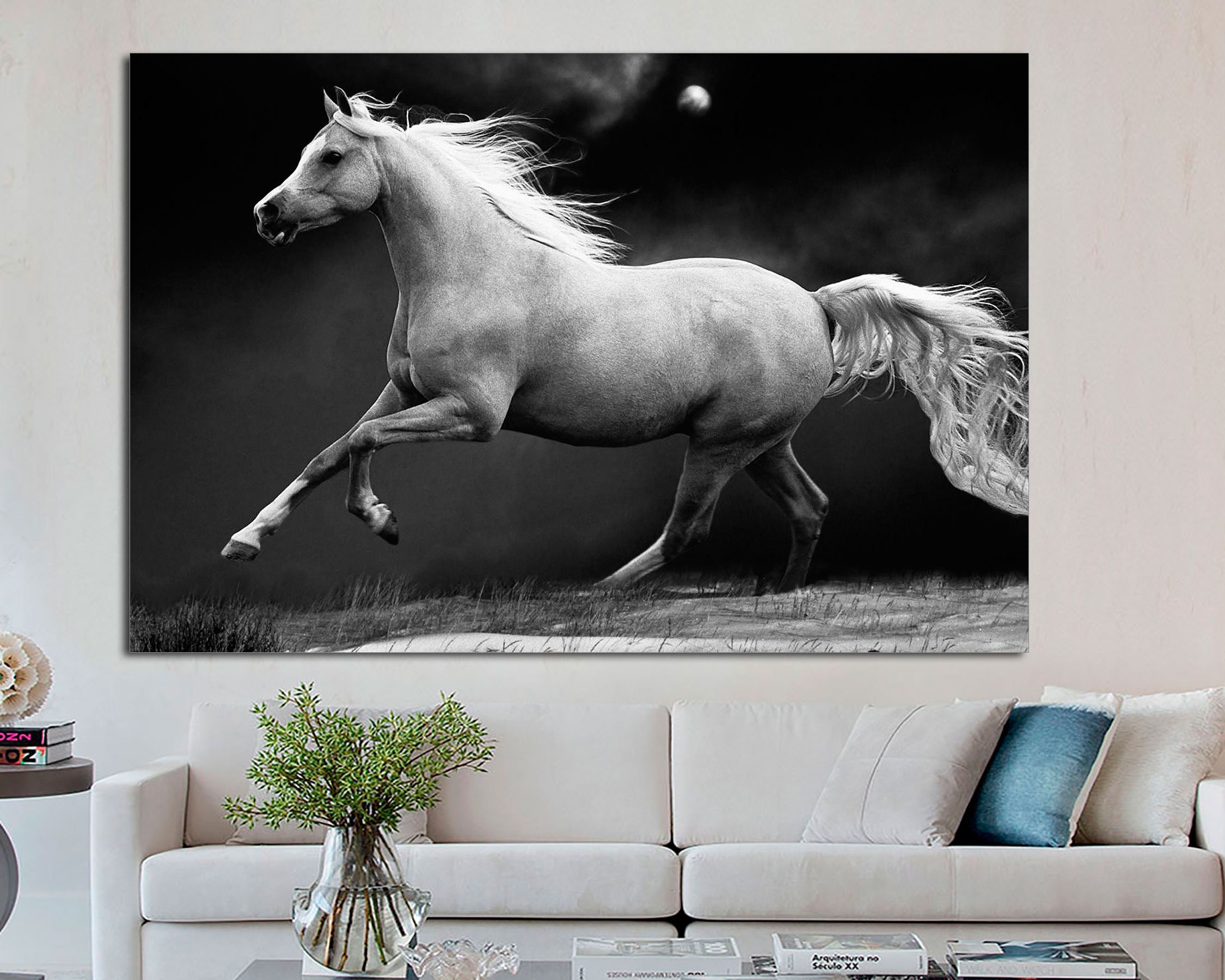 Beautiful Black Horse Running Wall Poster Paper Print - Art