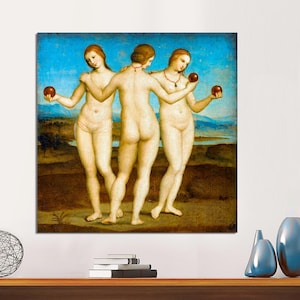 Canvas Print Ready to Hang, The Three Graces 1505, Canvas Art Print Stretched Canvas Print, Classic Art Canvas Giclee Wall Décor by Raphael.