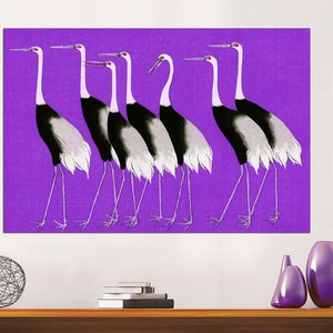 Japanese Crane Painting Art print, Crane Canvas Art Asian Cranes Wall art, Vintage Japanese Bird Art, Antique Asian Art CANVAS Ready to Hang