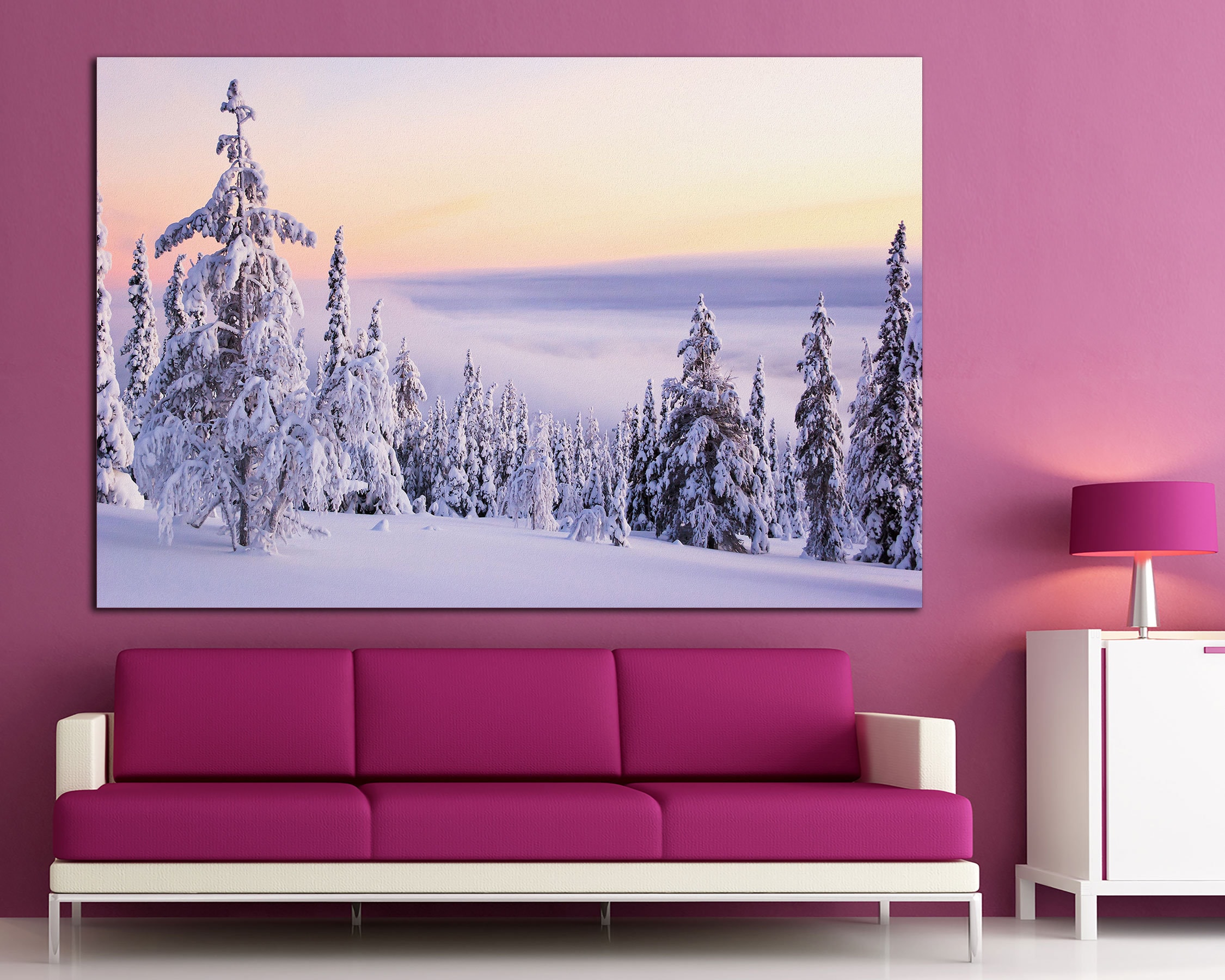 Winter Snow Sunset Forest Canvas Print, Wall Art Decor - Etsy