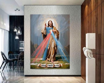 Divine Mercy Canvas Print – Jesus I Trust in You, Catholic Wall Art