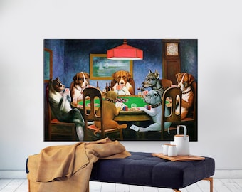 Dogs Playing Poker Canvas Print, C.M. Coolidge, Ready to Hang