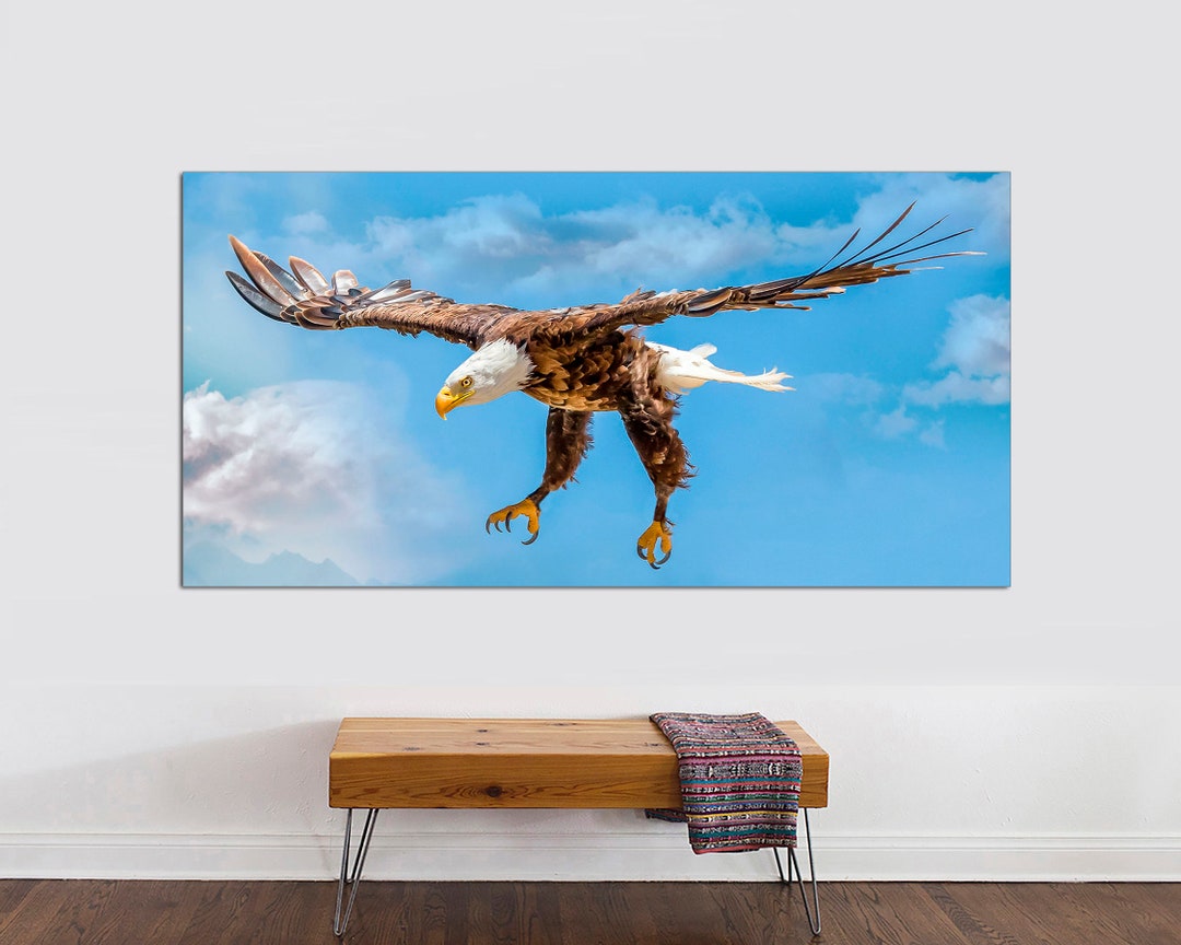 Bald Eagle In Flight Wildlife Wall Art Decor Canvas Printing