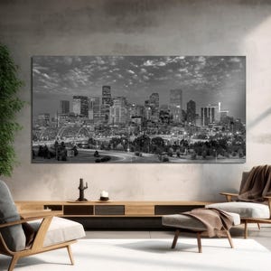 Denver, Colorado Skyline Canvas Wall Art. Denver CO, USA Cityscape Wall Art, Colorado Skyline at Night Light Buildings, CANVAS Ready to Hang