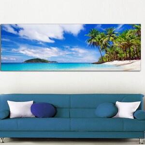 Palm Trees on a Tropical Beach, Ready to Hang, Large Wall Art Print ...