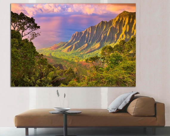 Kauai Hawaii Canvas Art Mountains And Trees Wall Art Print Etsy