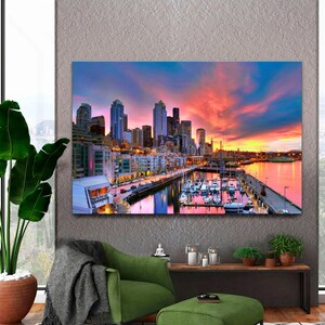 Seattle Skyline Canvas Print, Seattle WA Cityscape, Downtown Seattle Wall Art, Washington Travel Print, Seattle Home Decor, Ready to Hang