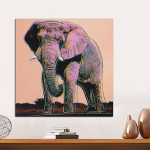 Andy Warhol, Canvas Print,Endangered Species African Elephant,Pop Art, Mid Century Wall Art Modern Art Print Modern Wall Decor Ready to Hang