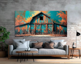 Rustic Barn Canvas Print, Farmhouse Wall Decor, Vintage Art