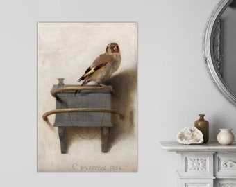 Carel Fabritius - The Goldfinch (1654) - Giclée Canvas Print Ready to Hang