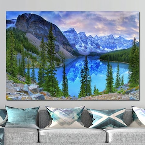 Moraine Lake, Alberta, Canada, Landscape Canvas print, Nature Photo, Lake Photo, National Park, Home Office Decor, Wall Art Ready to hang.