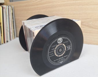 Podpórki do książek z motywem płyty winylowej Elvis Presley - para | Oryginalna płyta | Rock n roll | The King | 7" 45 obr./min | Vintage