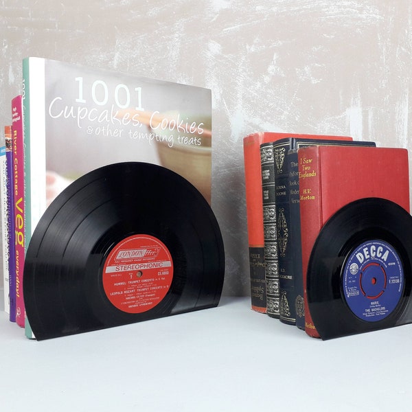 Vinyl Record Bookends Gift Pack plus Optional Coasters