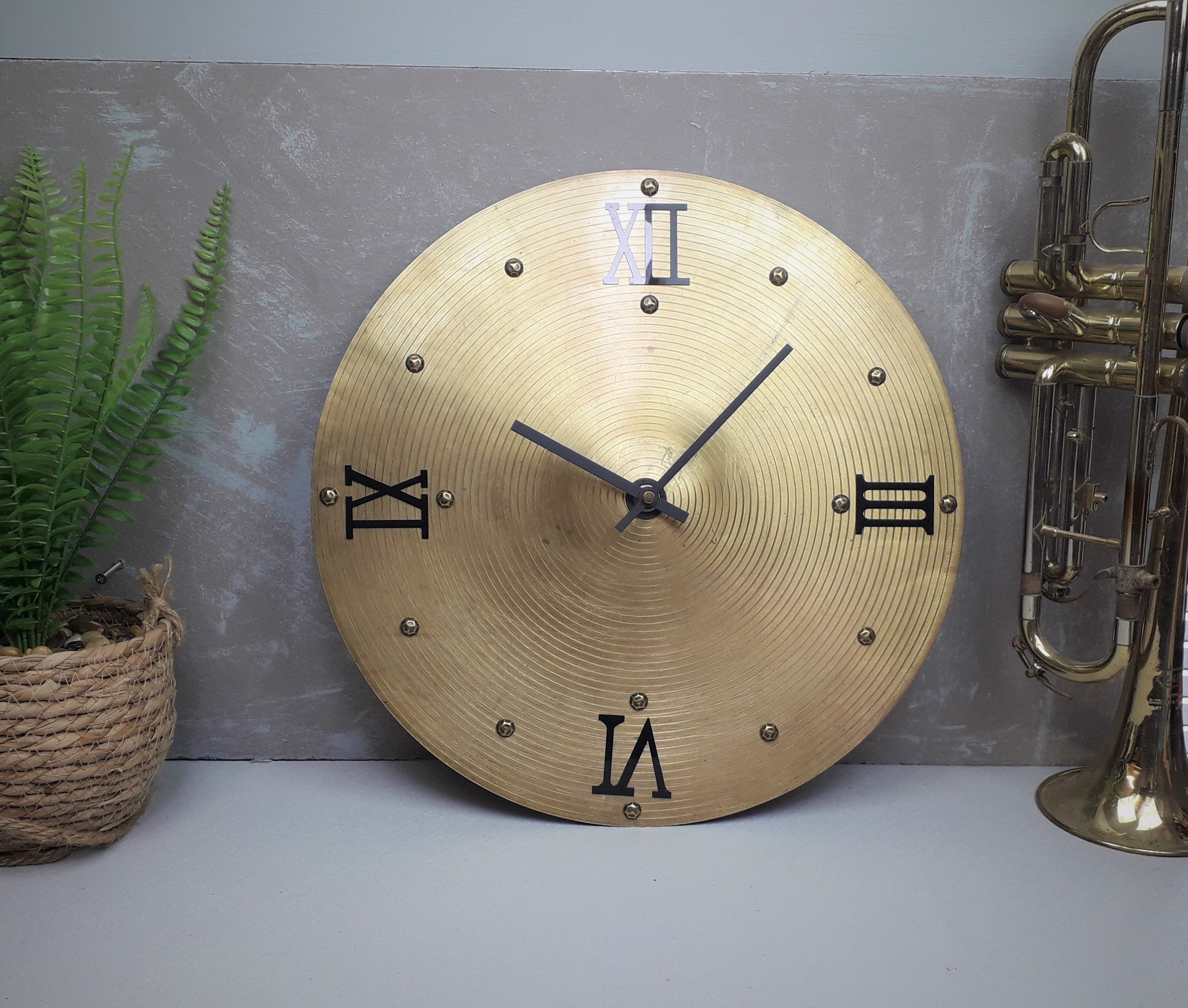 Drum Cymbal Wall Clock, 16