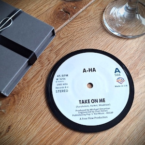 Posavasos de vinilo A-ha / Regalo reciclado para amantes de la música / Individual o en conjunto