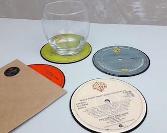 Everly Brothers Real Vinyl record coasters / dischi originali usati / Amante della musica / da acquistare come individuo o fare un set
