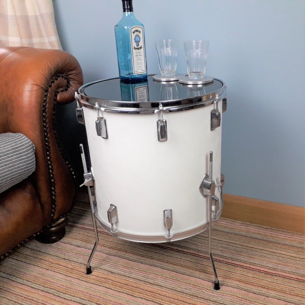 White Drum Side Table - Etsy
