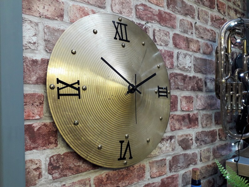 Clock Hand Coloured Rivets Drum Cymbal Wall Clock, 16