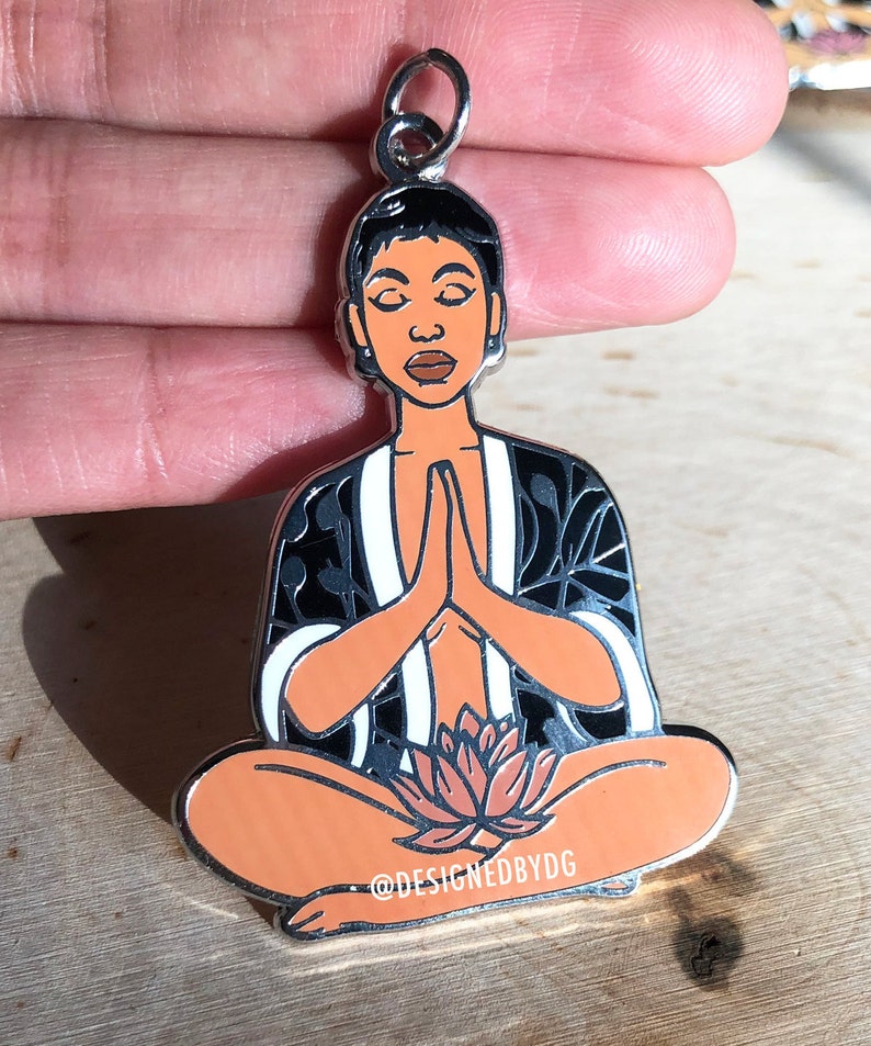 Black Yogi Meditation Charm Lotus Black Yogis Yogi Gift Set Zen Yoga Pendant Namaste Tea Charm Black Owned Etsy Shop Pixie Lotus