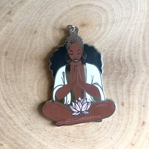 Black Yogi Meditation Charm Lotus Black Yogis Yogi Gift Set Zen Yoga Pendant Namaste Tea Charm Black Owned Etsy Shop image 6