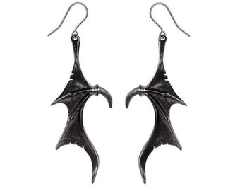Wings Of Midnight Droppers, Earrings Made by Alchemy England